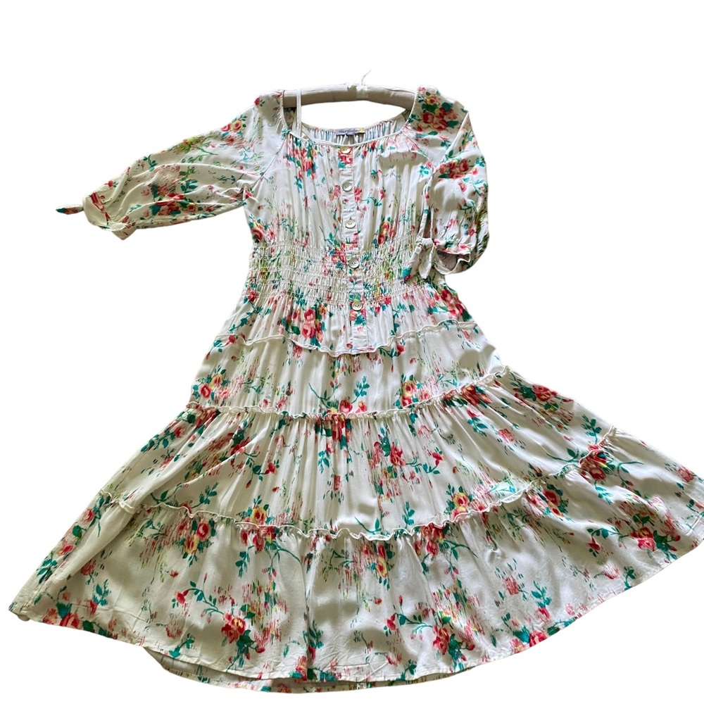 Figueroa & Flower Floral Tiered Boho Dress Size XL NWT Seperate Slip Liner